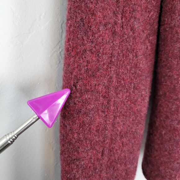 Eileen Fisher Lambswool Blazer Jacket Long Sleeve Knit Wool Red Size 4P Petite - Picture 9 of 16